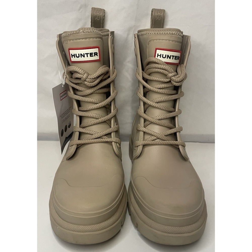 Hunter Taupe Lace-Up Combat Boots